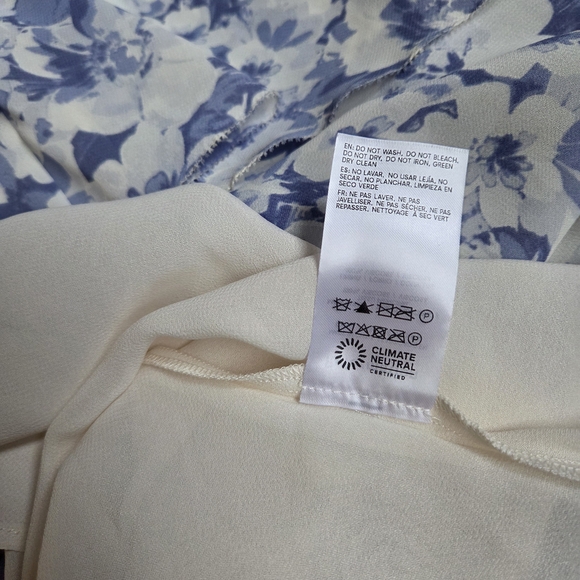 Reformation NWOT Topanga Blue Off White Floral Midi Sleevless Georgette Dress L - Picture 12 of 16